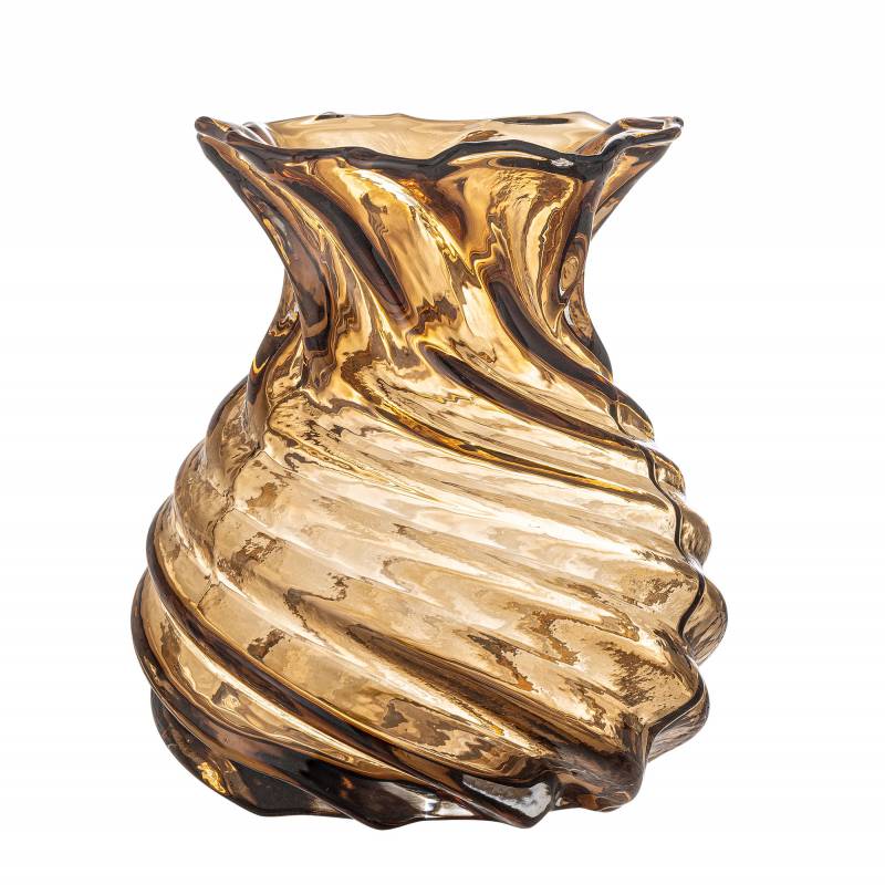 Creative Collection Rylo Vase 18,5cm Glas dynamisk, snoet design brunlig