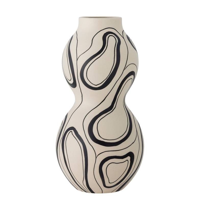 Bloomingville Nicola Vase Stent&oslash;j 34cm prydet  enkelt smukt design sort-hvid
