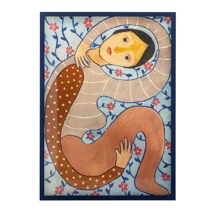 Bloomingville Floriesta illustration med ramme 52x72 cm multifarvet
