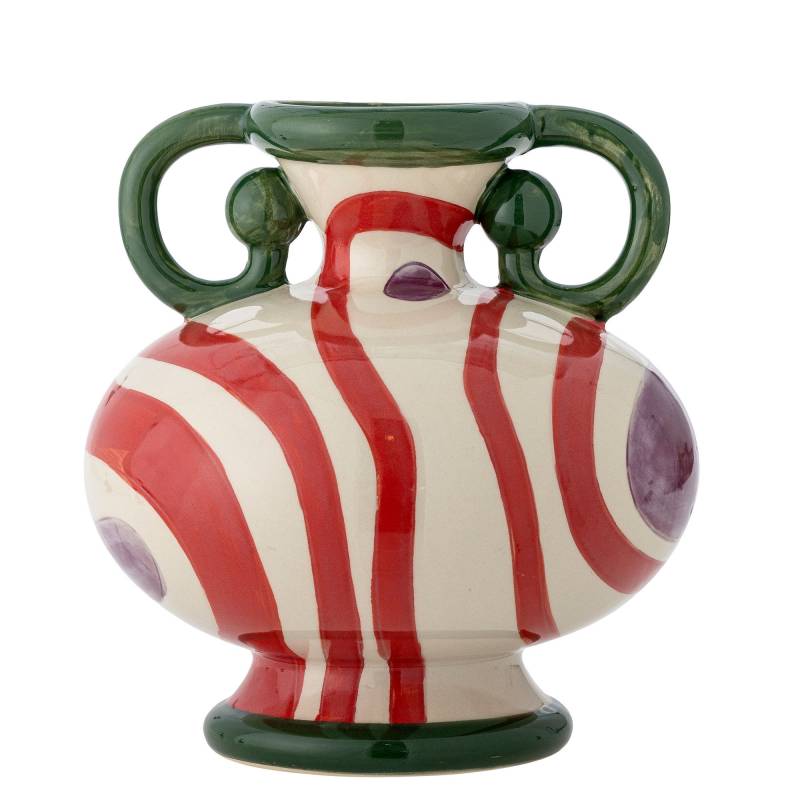 Bloomingville Betiva Vase i Stent&oslash;j lodrette r&oslash;de striber og lilla pletter