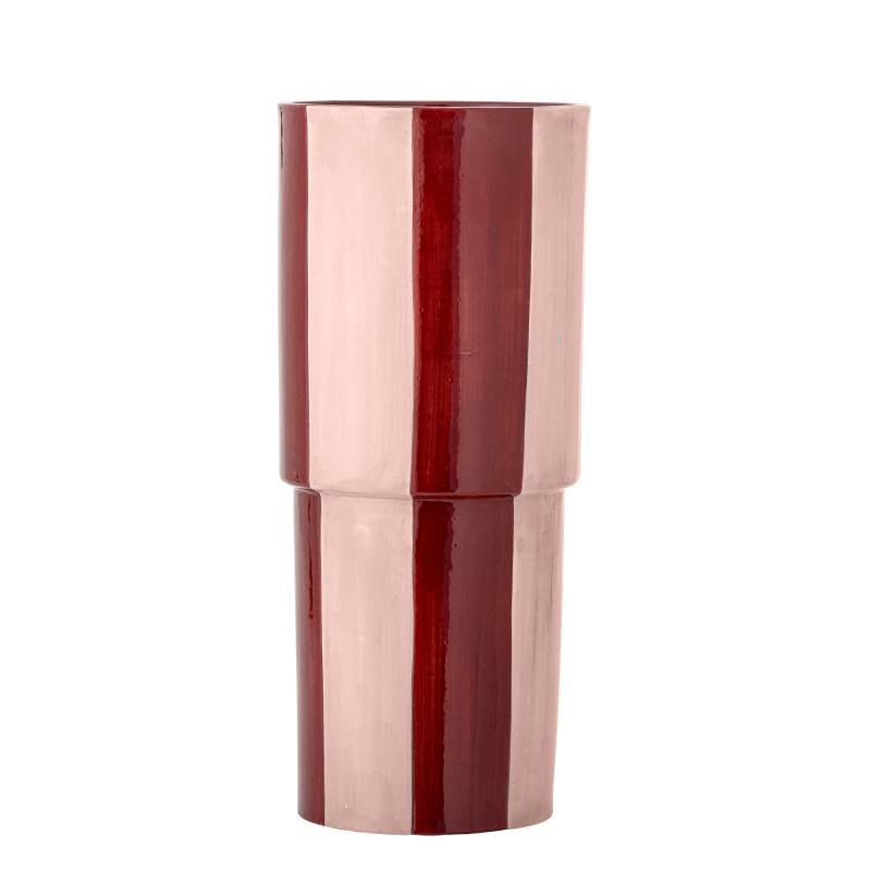 Bloomingville Floki Vase i H&aring;ndmalet Stent&oslash;j R&oslash;d og Rosa &Oslash;14x31 cm