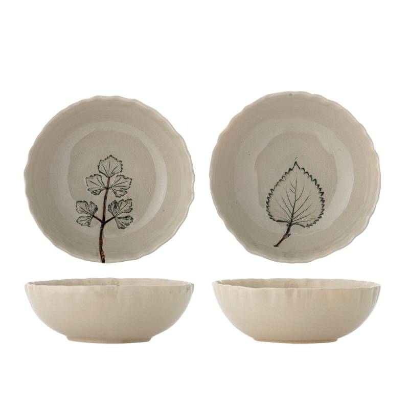 Creative Collection Aubrin Sk&aring;l Stent&oslash;j h&aring;nddekorerede  natur, 2 stk