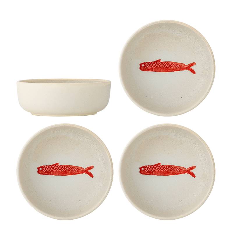 Creative Collection Hadden Sk&aring;l Stent&oslash;j med r&oslash;dt fiskemotiv