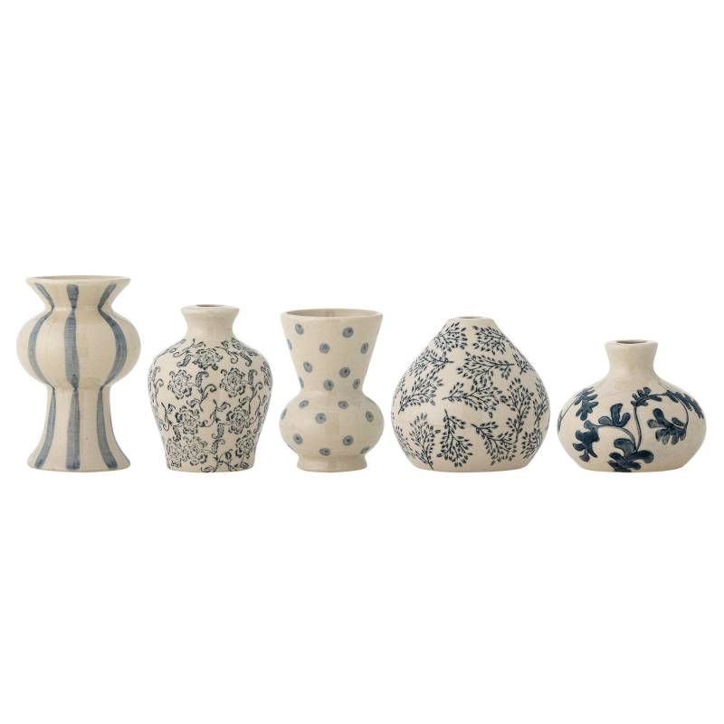 Bloomingville Quinto Vase s&aelig;t i Stent&oslash;j bl&aring; nuancer 5 stk