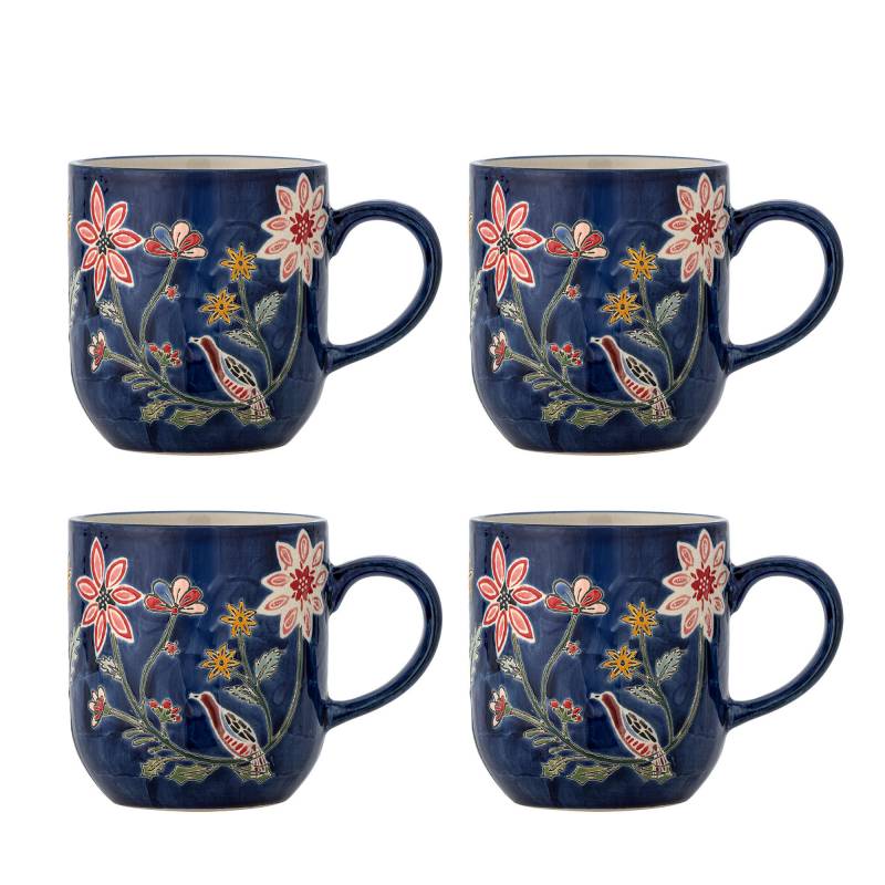 Creative Collection Meredith Krus Stent&oslash;j Multifarvet h&aring;ndmalet blomster- og fuglemotiv 