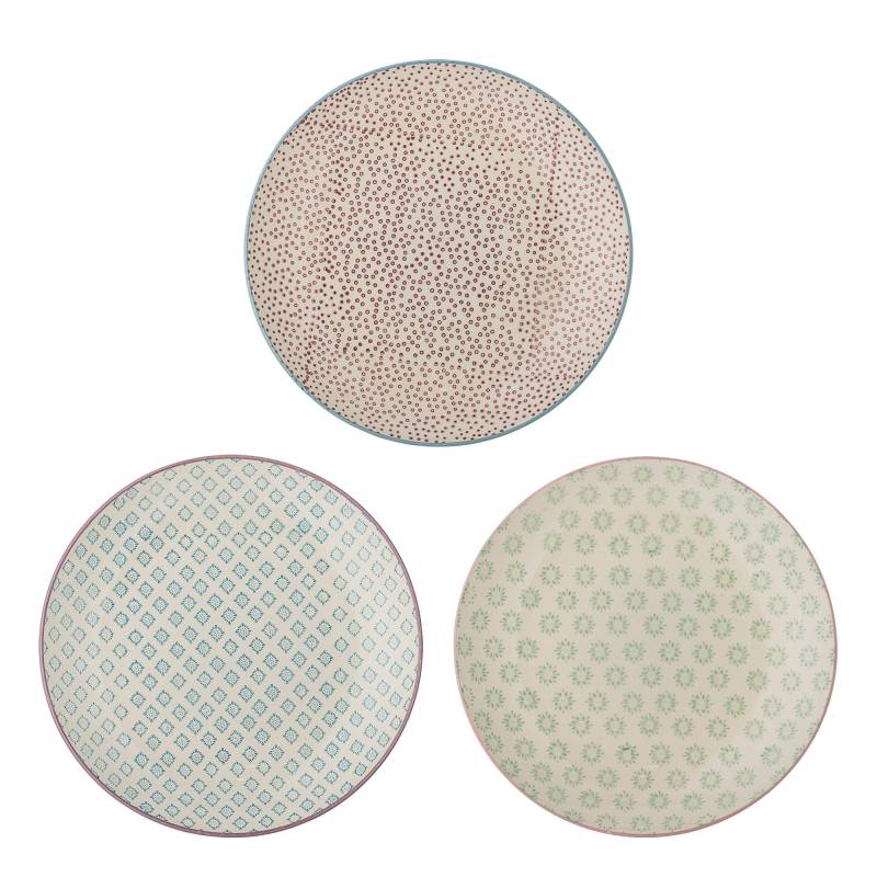 Bloomingville Patrizia Tallerken &Oslash;25cm Stent&oslash;j bl&oslash;de nuancer, 3 stk