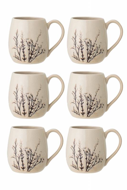 Bloomingville Bea Krus Multipak Stent&oslash;j natur med motiv, 6 stk pr pakke