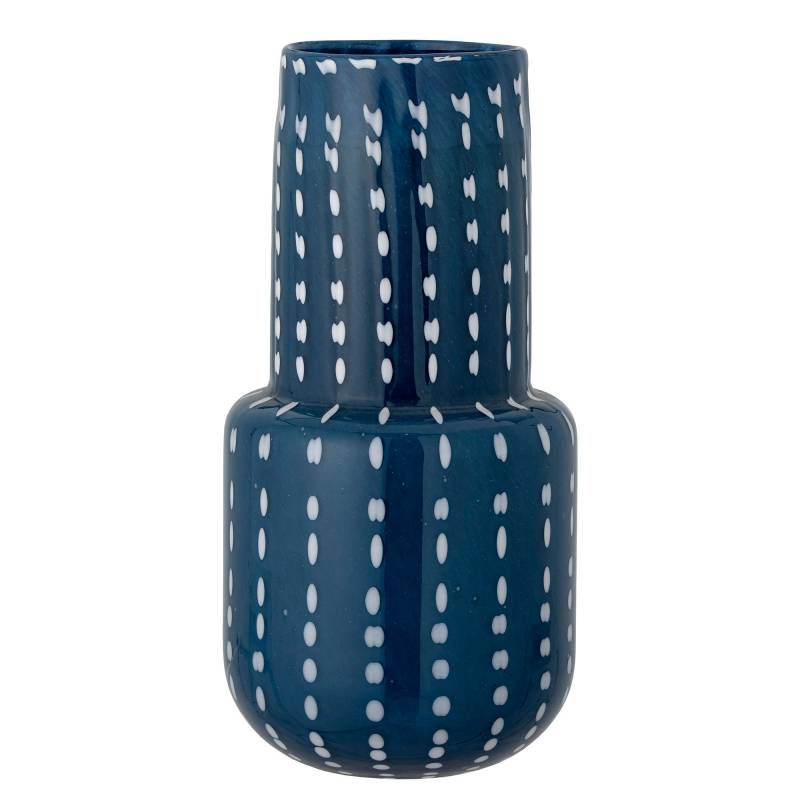 Creative Collection Mayim Vase i glas bl&aring; med hvide prikker