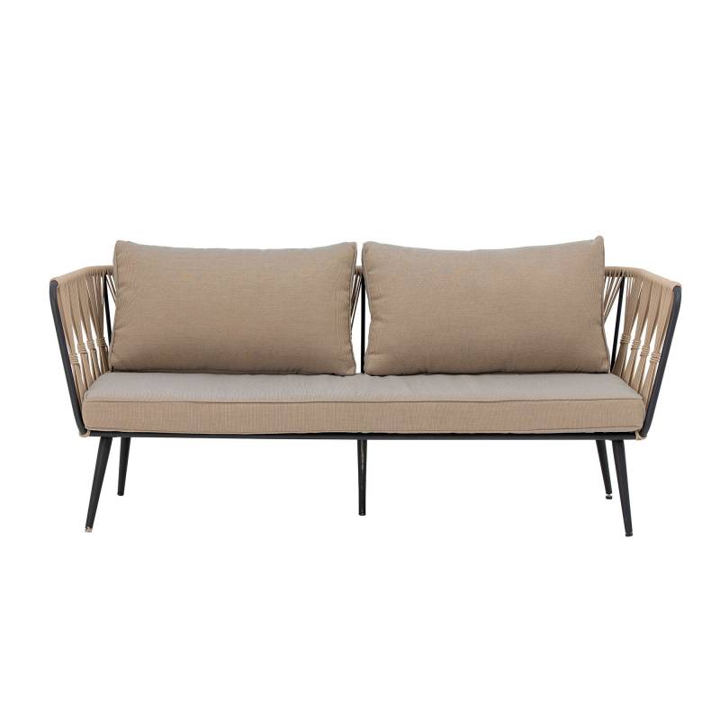 Bloomingville Pavone sofa lysebrun i pulverlakeret sort metal stel