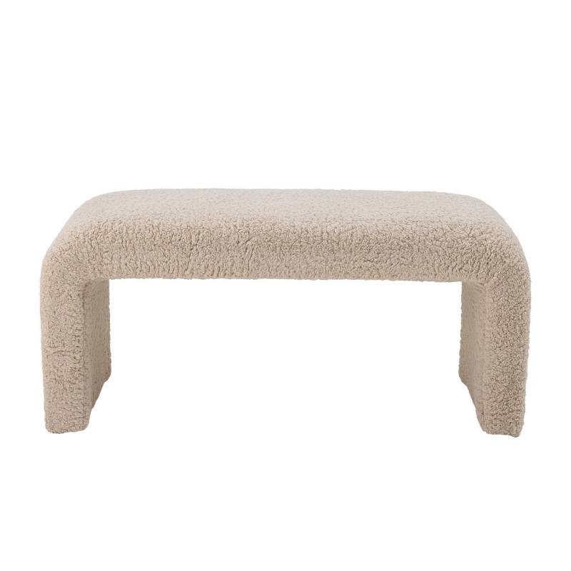 Bloomingville Bobbie en organisk formet b&aelig;nk L100cm i lyst boucl&eacute;-stof