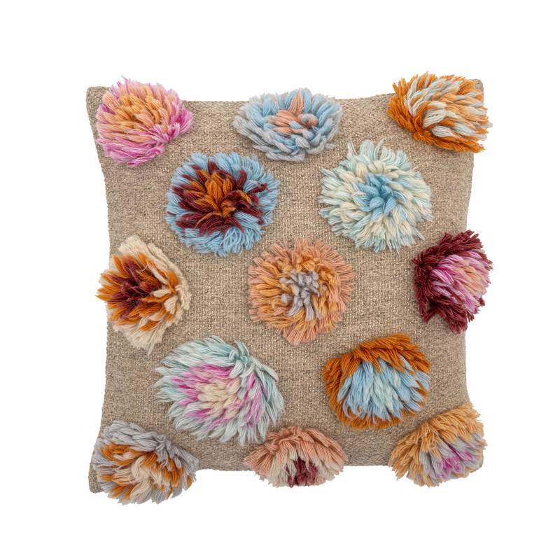 Bloomingville Somma Pude Uld 50x50cm Natur med blomster