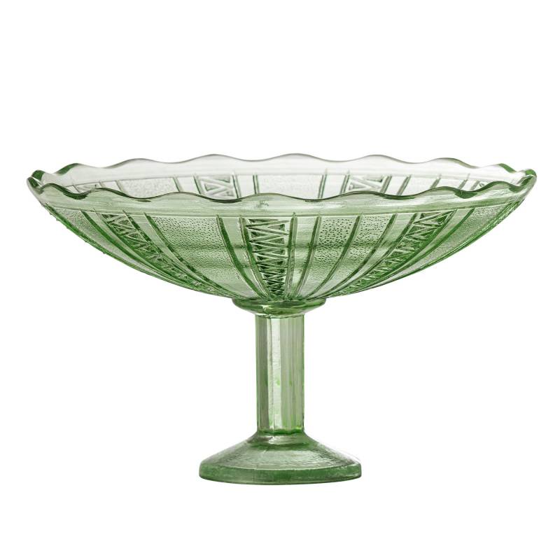 Bloomingville Kaddy Opsats i Gr&oslash;nt Glas med M&oslash;nster &Oslash;23x14 cm