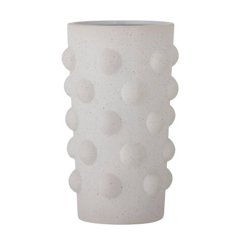 Bloomingville Artan Vase i Stent&oslash;j hvide fantastiske 3D prikker