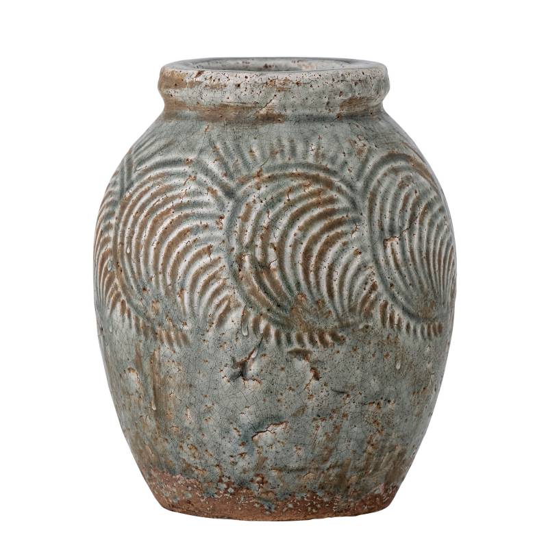 Bloomingville Damian Deko Vase H22cm Terrakotta afd&aelig;mpet gr&oslash;n nuance