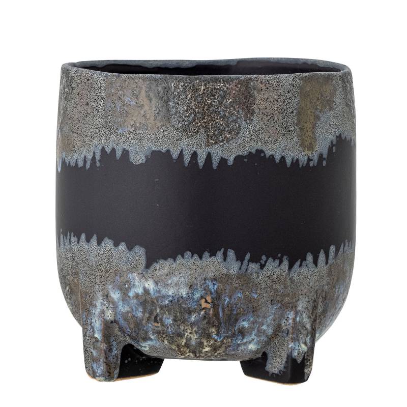 Bloomingville Nasru Urtepotteskjuler i Sort Stent&oslash;j med Reaktiv Glasur &Oslash;15,5x16 cm