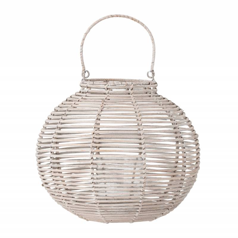 Bloomingville Malua lanterne 36x30cm med glas i hvid rattan