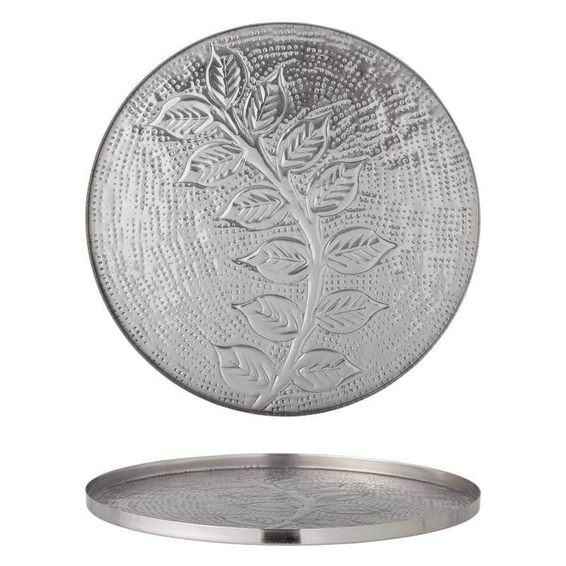 Bloomingville Leila Fad &Oslash;30cm indgraveret blomstermotiv i s&oslash;lv metal
