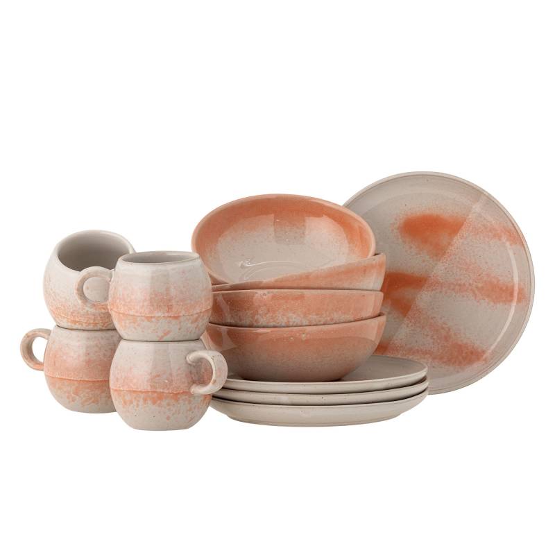 Bloomingville Paula Morgenmadss&aelig;t Stent&oslash;j beige, orange og rosa nuancer, 12 stk