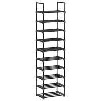 Songmics skohylde 30x174cm med 10 hylder i sort jern