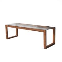 Via TV-bord 130x40cm rektangulær glas og brun fyrretræ