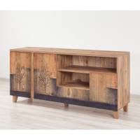 Marina TV-bord 160x45cm med låger, hylder og skuffe natur