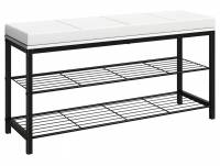Taliro skoreol 90x30cm med 2 hylder i sort metal med hvid hynde