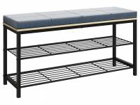 Taliro skoreol 90x30cm med 2 hylder i sort metal med natur hynde