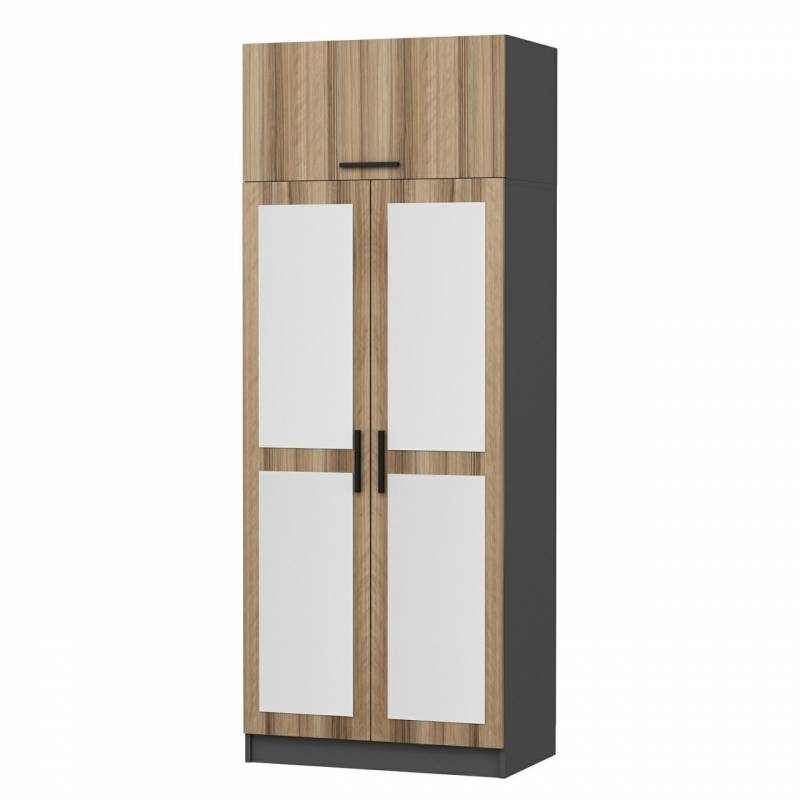 Funzi Living 2225 garderobeskab med spejl 90x235cm egetræsfarvet