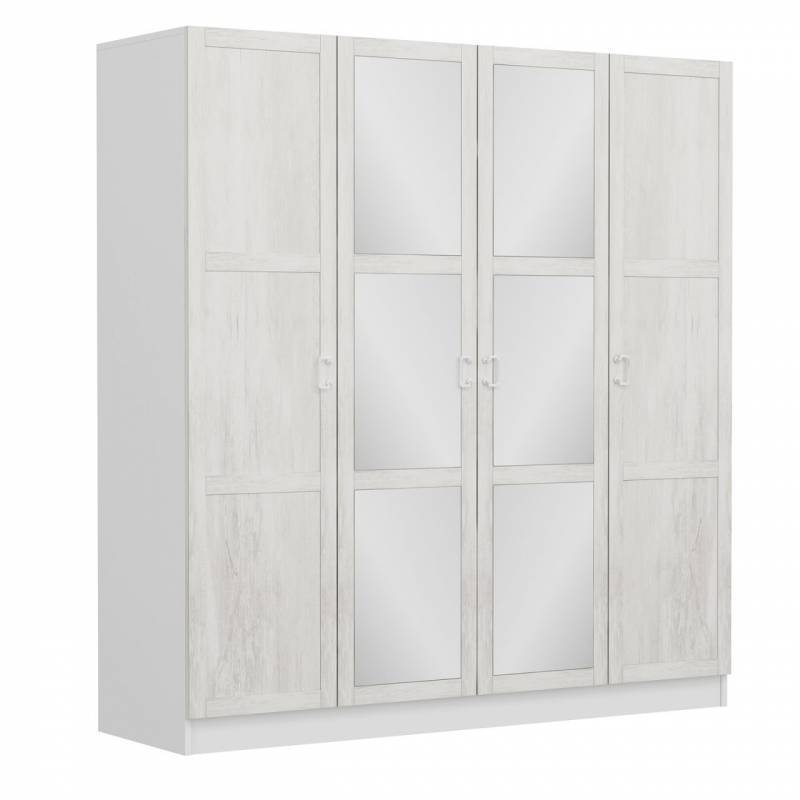 Kalesland 3841 garderobeskab med spejl 180x210cm hvid melamin