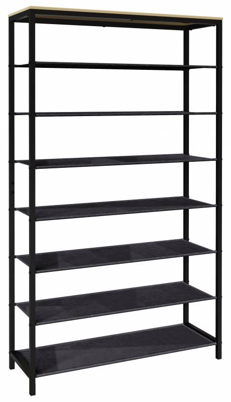 Taliro skoreol med 7 hylder natur og sort metal