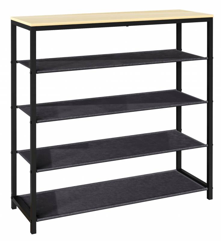 Taliro skoreol med 4 hylder natur og sort metal