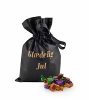 Cocktailmix i sort stofpose med tryk - Glædelig Jul - 2900g
