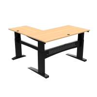 ConSet 501-11 hæve-sænkebord L-formet 160x160cm bøg med sort stel