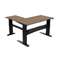 ConSet 501-11 hæve-sænkebord L-formet 160x160cm valnød med sort stel