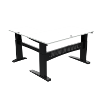 ConSet 501-11 hæve-sænkebord L-formet 160x160cm hvid med sort stel