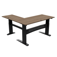 ConSet 501-11 hæve-sænkebord L-formet 180x180cm valnød med sort stel