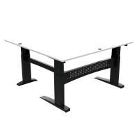 ConSet 501-11 hæve-sænkebord L-formet 180x180cm hvid med sort stel