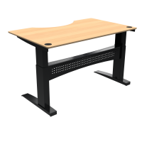 ConSet 501-11 hæve-sænkebord med bue 160x100cm bøg med sort stel