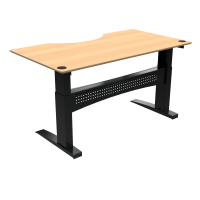 ConSet 501-11 hæve-sænkebord med bue 180x100cm bøg med sort stel