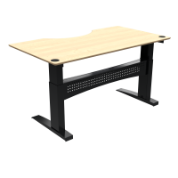ConSet 501-11 hæve-sænkebord med bue 180x100cm ahorn med sort stel