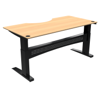 ConSet 501-11 hæve-sænkebord med bue 200x100cm bøg med sort stel