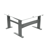 ConSet 501-11 hæve-sænkebord L-formet 160x160cm hvid med sølv stel