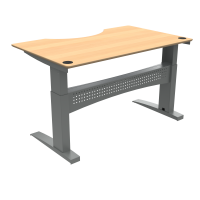 ConSet 501-11 hæve-sænkebord med bue 160x100cm bøg med sølv stel