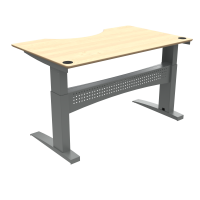 ConSet 501-11 hæve-sænkebord med bue 160x100cm ahorn med sølv stel
