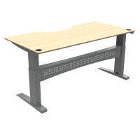 ConSet 501-11 hæve-sænkebord med bue 200x100cm ahorn med sølv stel