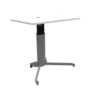 ConSet 501-19 hæve-sænkebord 100x60cm hvid med sølv stel på hjul