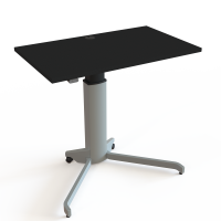 ConSet 501-19 hæve-sænkebord 100x60cm sort med sølv stel på hjul