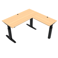 ConSet 501-23 hæve-sænke bord 180x180cm bøg med sort stel