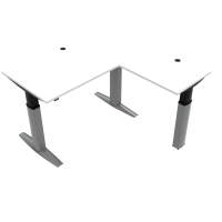 ConSet 501-23 hæve-sænke bord 160x160cm hvid med sølv stel