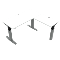 ConSet 501-23 hæve-sænke bord 180x180cm hvid med sølv stel